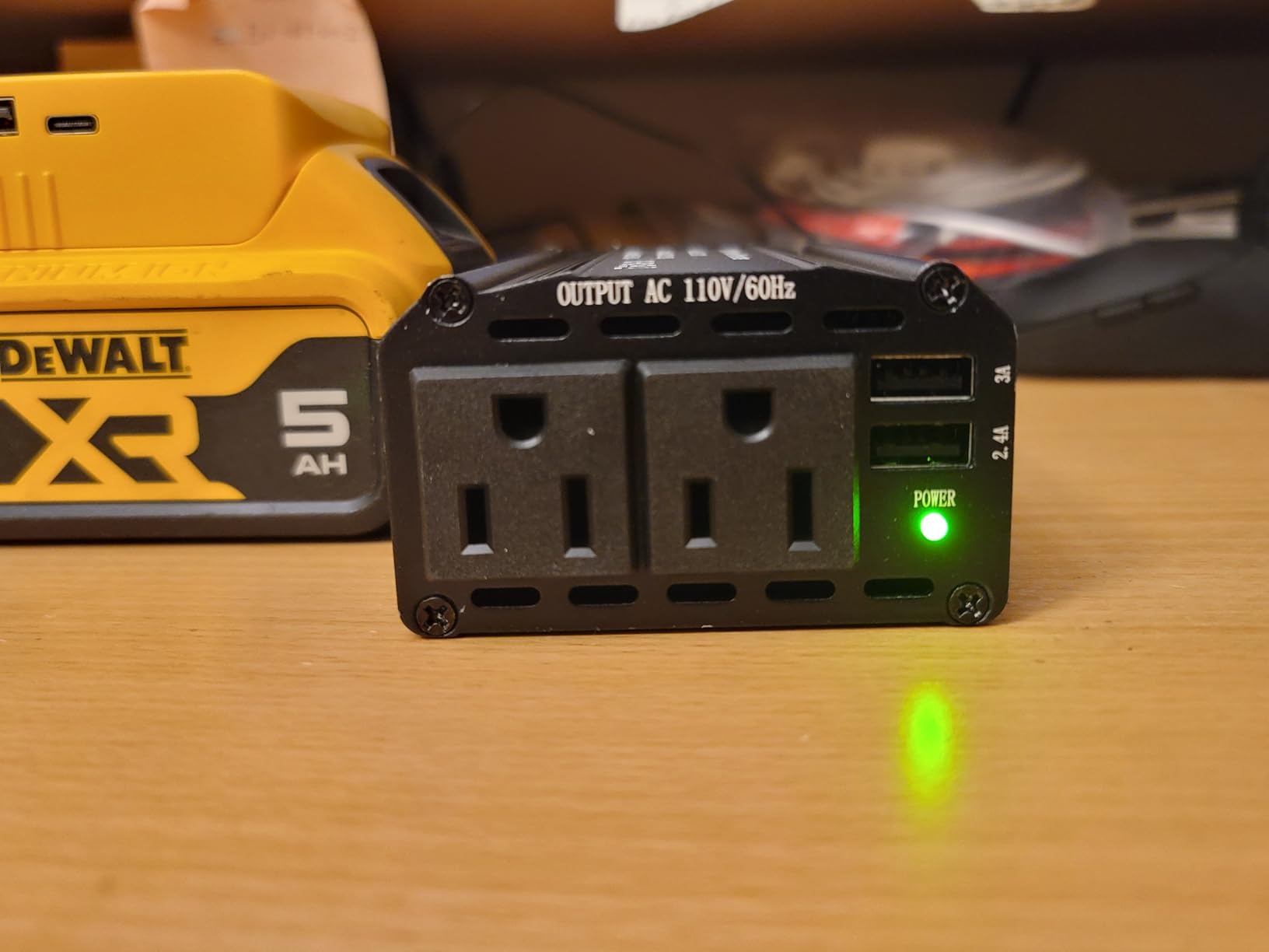 Ecarke 300W Portable Power Inverter Compatible with DeWALT 20V Battery, DC 20V to AC 110V Power Station with 2 AC Outlets, 3 USB Ports & 1 Type-C 18W, for Camping RV Emergency Use (No Battery) customer photo 2