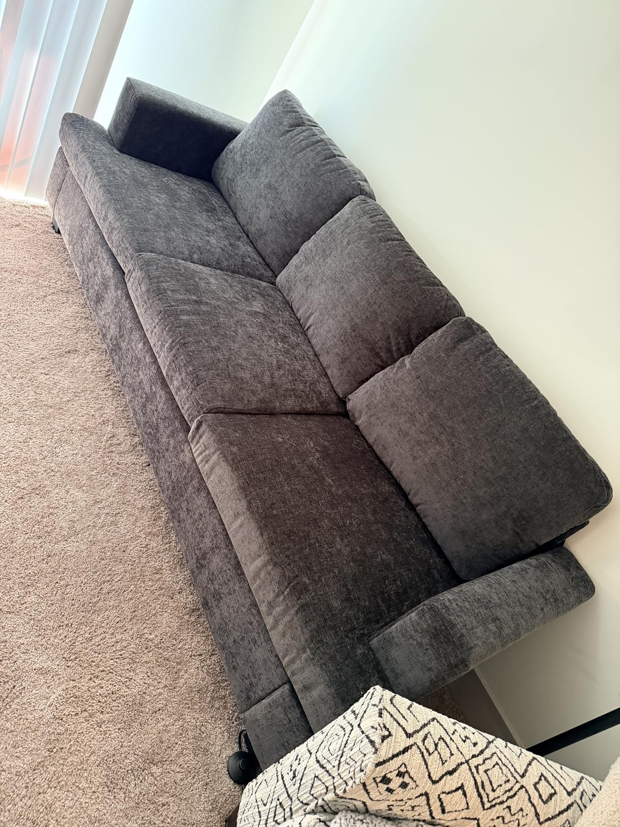 YOUDENOVA 2 Piece Set Comfy Sofa Couch, 3 Seater & Loveseat Sofa with Deep Seats, Modern Sleeper Couch for Living Room, Dark Grey Chenille customer photo 1