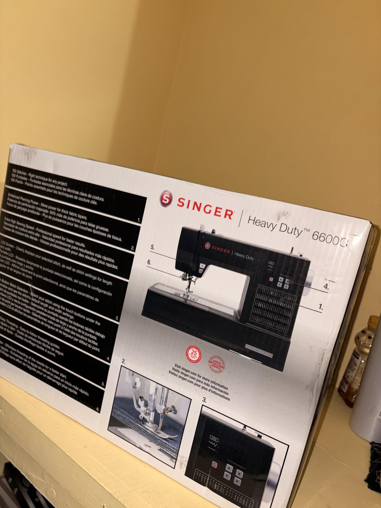 SINGER Heavy Duty 6600C Sterling Sewing Computerized Machine + Accessory | 100 Built-In Stitches Deliver 215 Stitch Applications | 60% More Power, 1100 Stitches/Min | Metal Frame, 6 One-Step Buttonhole customer photo 1