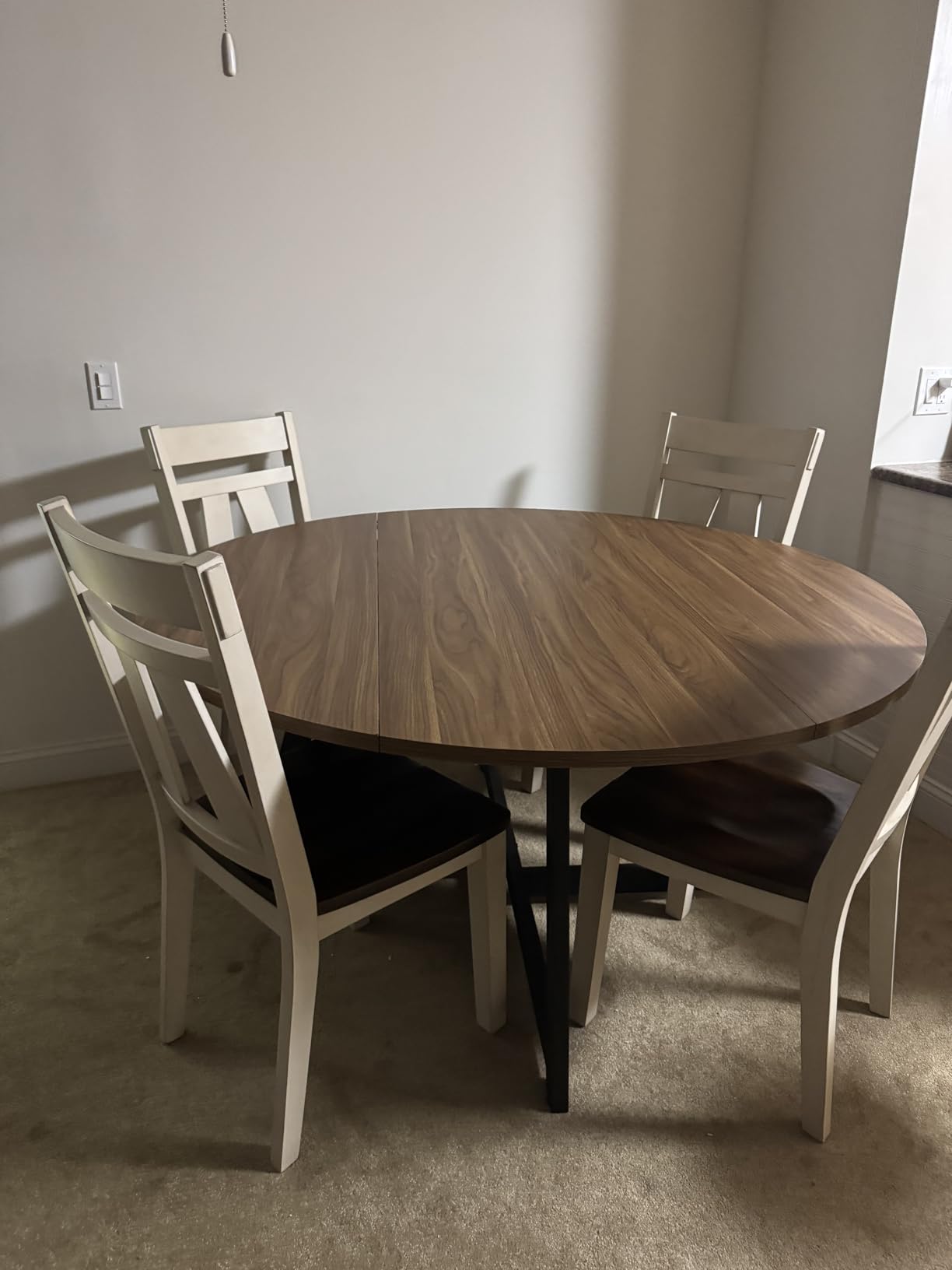 Large Round Dining Table for 6-8, Wooden Dinner Table with Heavy Duty Metal Pedestal Base, for Kitchen Living Room, Space Saving, 59 Inch, Brown customer photo 2