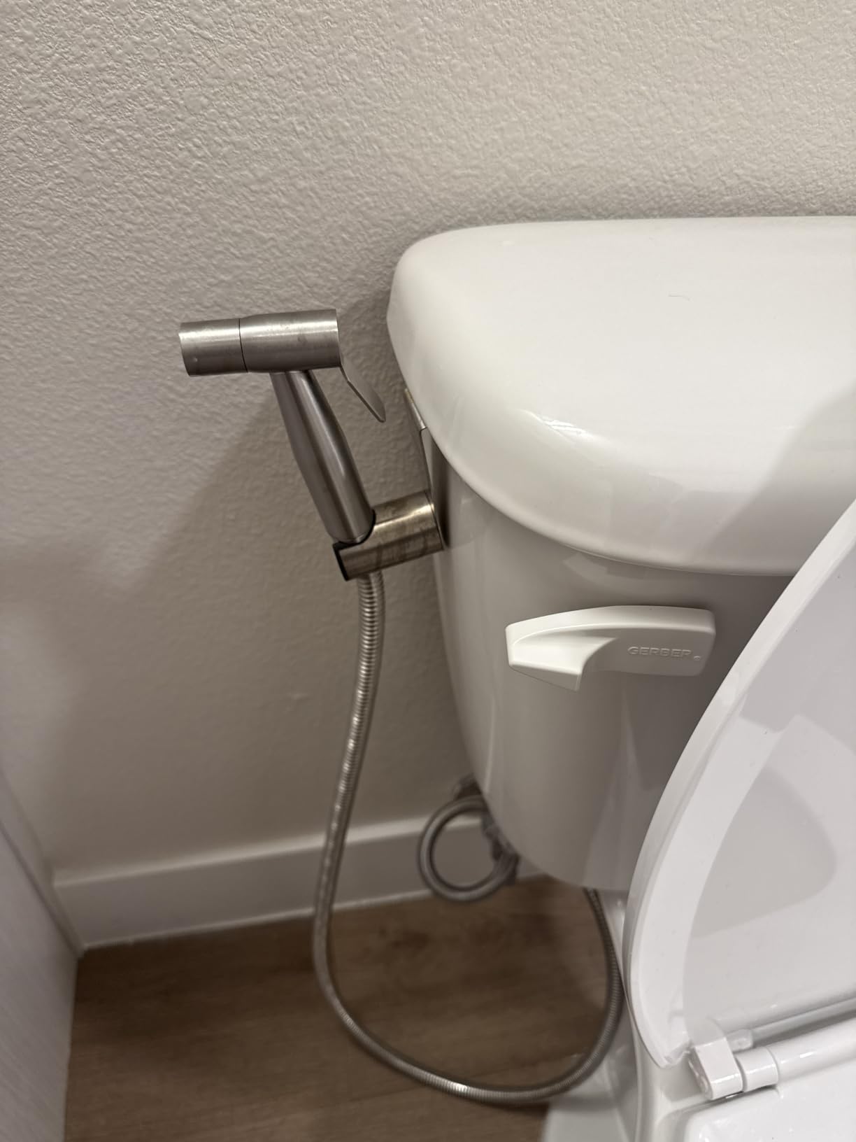 Handheld Toilet Bidet Sprayer - Adjustable Water Pressure, with Hose, Feminine & Pet Wash Kit, Bathroom Hygiene Attachment for Cloth Diaper Cleaning (Quick Install, Stainless Steel) customer photo 1
