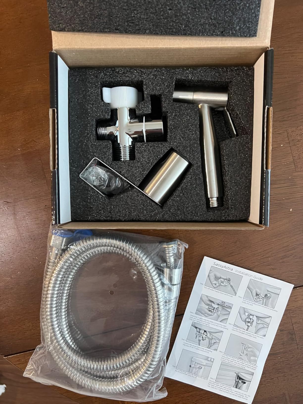 Handheld Toilet Bidet Sprayer - Adjustable Water Pressure, with Hose, Feminine & Pet Wash Kit, Bathroom Hygiene Attachment for Cloth Diaper Cleaning (Quick Install, Stainless Steel) customer photo 2