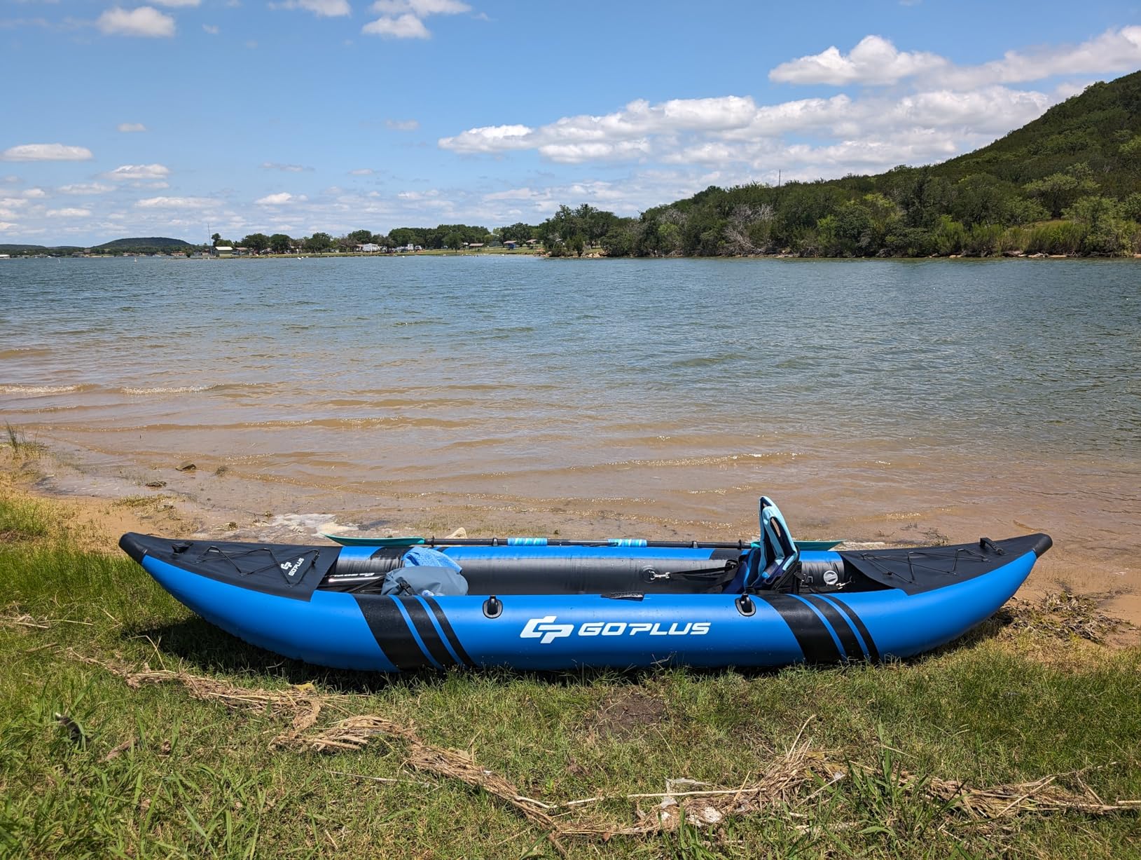Goplus Tandem Inflatable Kayak, 12.5FT 2-Person Kayak for Adults w/507 LBS Weight Capacity, 2 Aluminium Oars, Padded Seat, 2 Fins, Hand Pump, Carry Bag, Repair Kit, Portable Touring Kayaks customer photo 2
