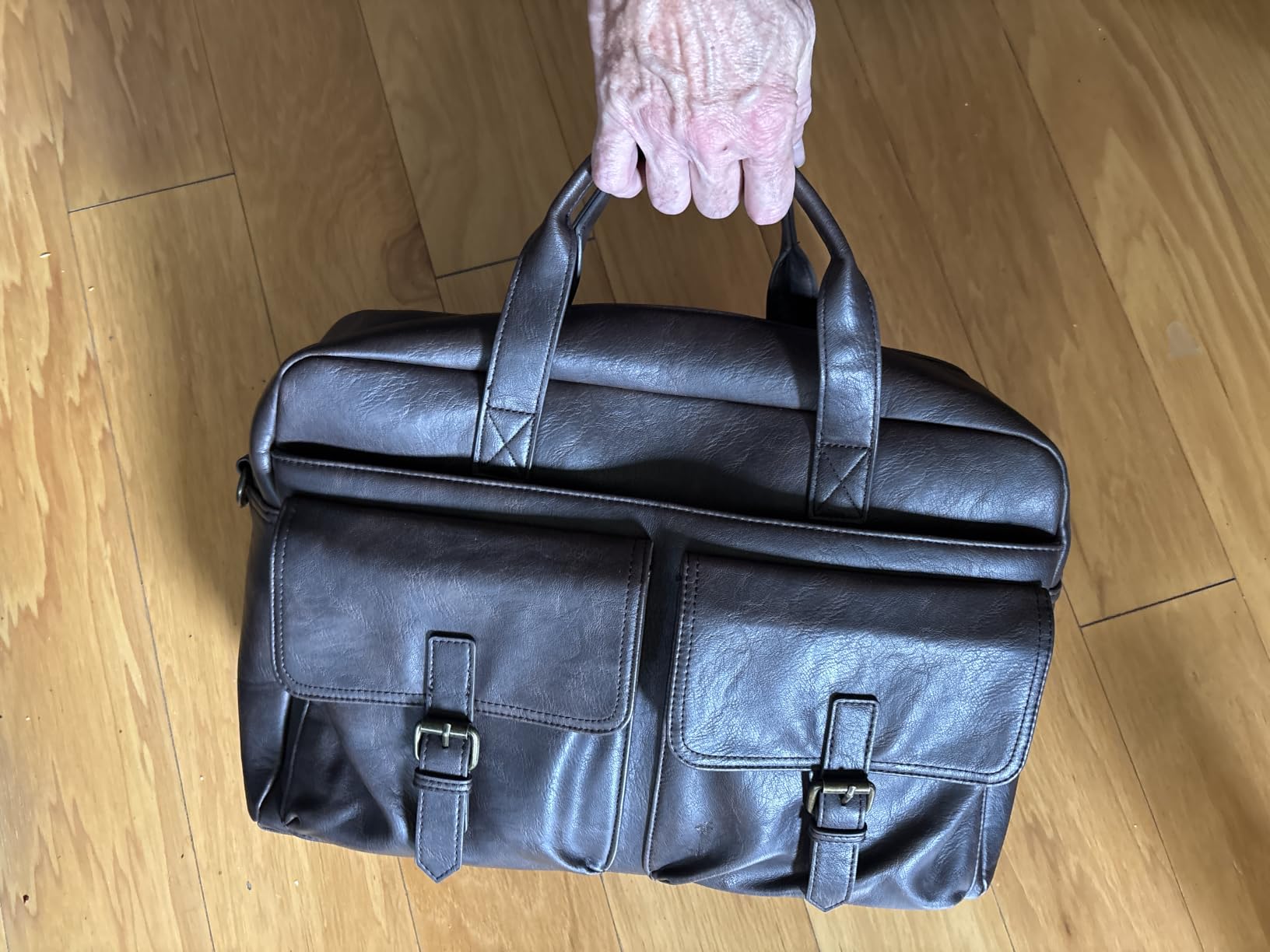 RAINSMORE Messenger Bag for Men 16 Inch Leather Laptop Bags Work Computer Briefcase Vintage Mens Satchel Shoulder Bag for Work, Office, Business, Travel, Brown customer photo 1