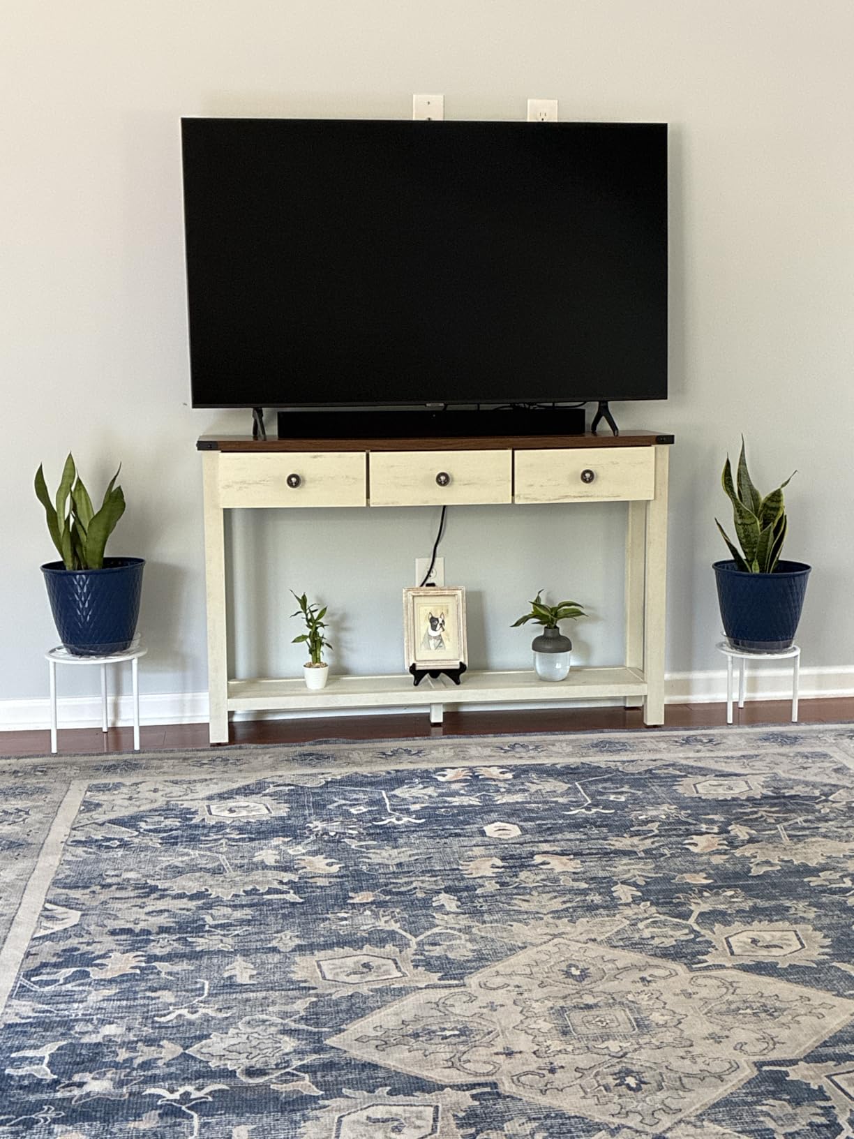 VASAGLE LIRY Collection - Console Sofa Table, Narrow Entryway Table with 3 Drawers, Open Storage Shelf, Metal Corners, for Living Room, Farmhouse Style, Honey Brown ULNT142KB02S customer photo 2