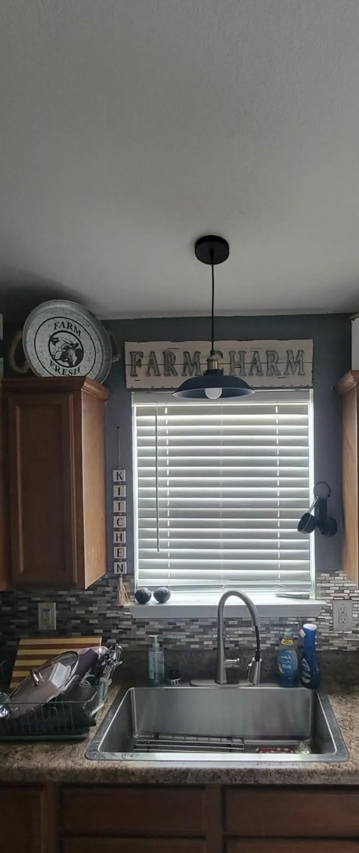 1 Pack Black Farmhouse Pendant Light | Industrial Ceiling Lights Fixture for Restaurant Island Hallway Dining Room customer photo 2