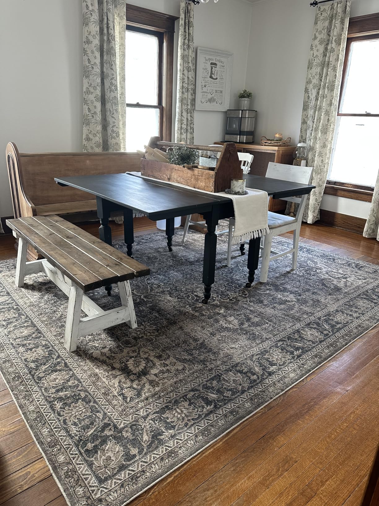 8x10 Washable Area Rug for Living Room Bedroom Brown Vintage Large Distressed Rustic Low Pile Carpet Non-Slip Soft Throw Rug for Indoor Dining Room customer photo 2