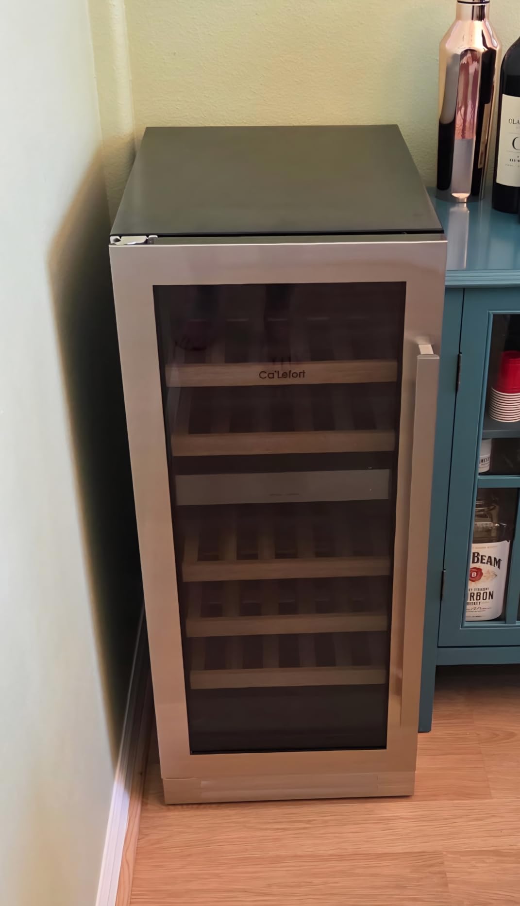 Ca'Lefort 24 Inch Wine and Beverage Refrigerator, 60 Can & 20 Bottle | 36-72°F Control, Adjustable Shelves, Glass Door & 3-Color LED, Automatic Defrost, Built-In or Freestanding for Home Bar customer photo 1