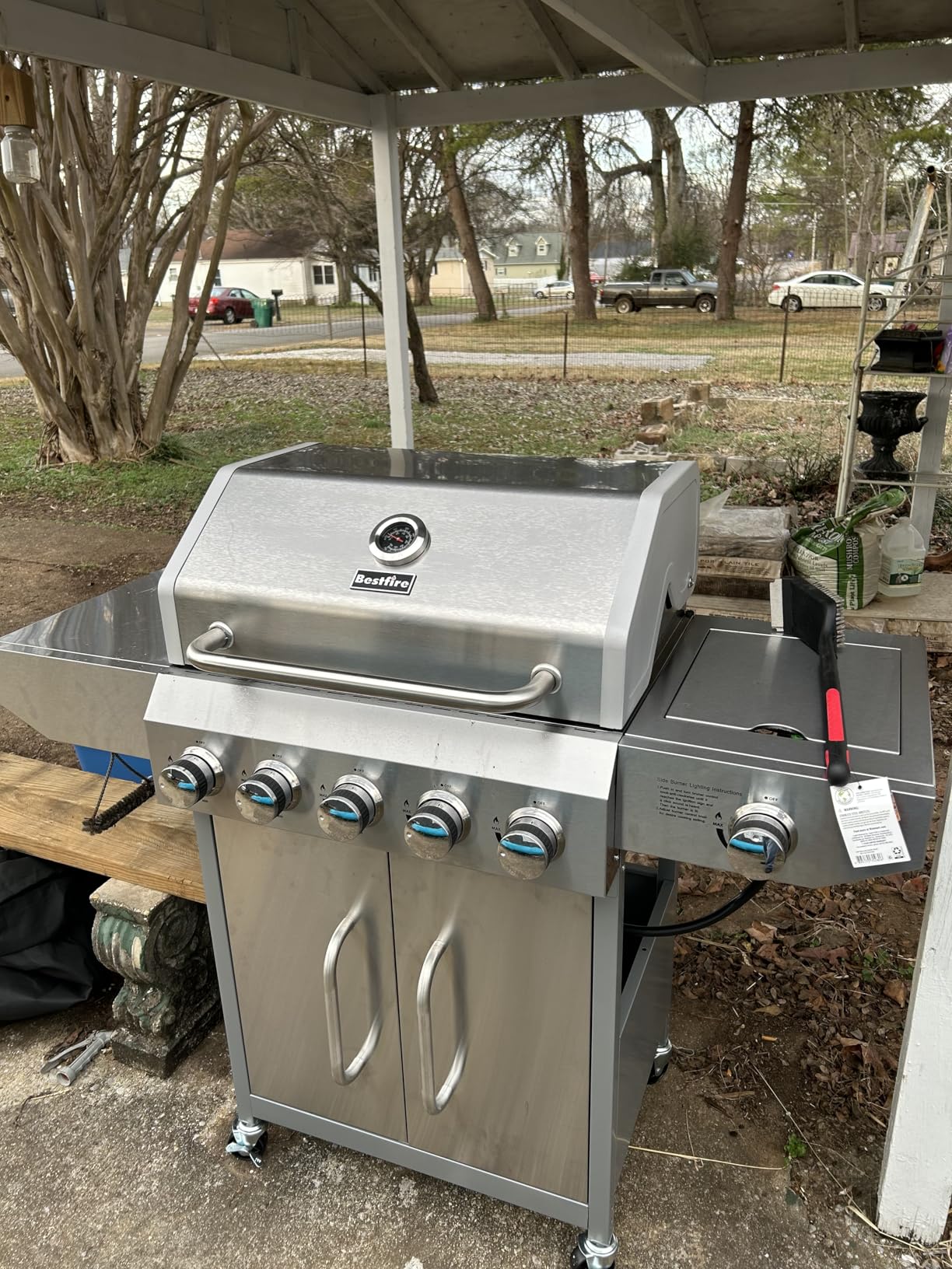 Bestfire 68,000 BTU 5 Burner Propane Gas Grill with Side Burner-Professional-Grade Stainless Steel Outdoor BBQ Grill-647 sq in Cooking Space&Porcelain Cast Iron Grrates-Patio Cart Design for Backyard customer photo 2