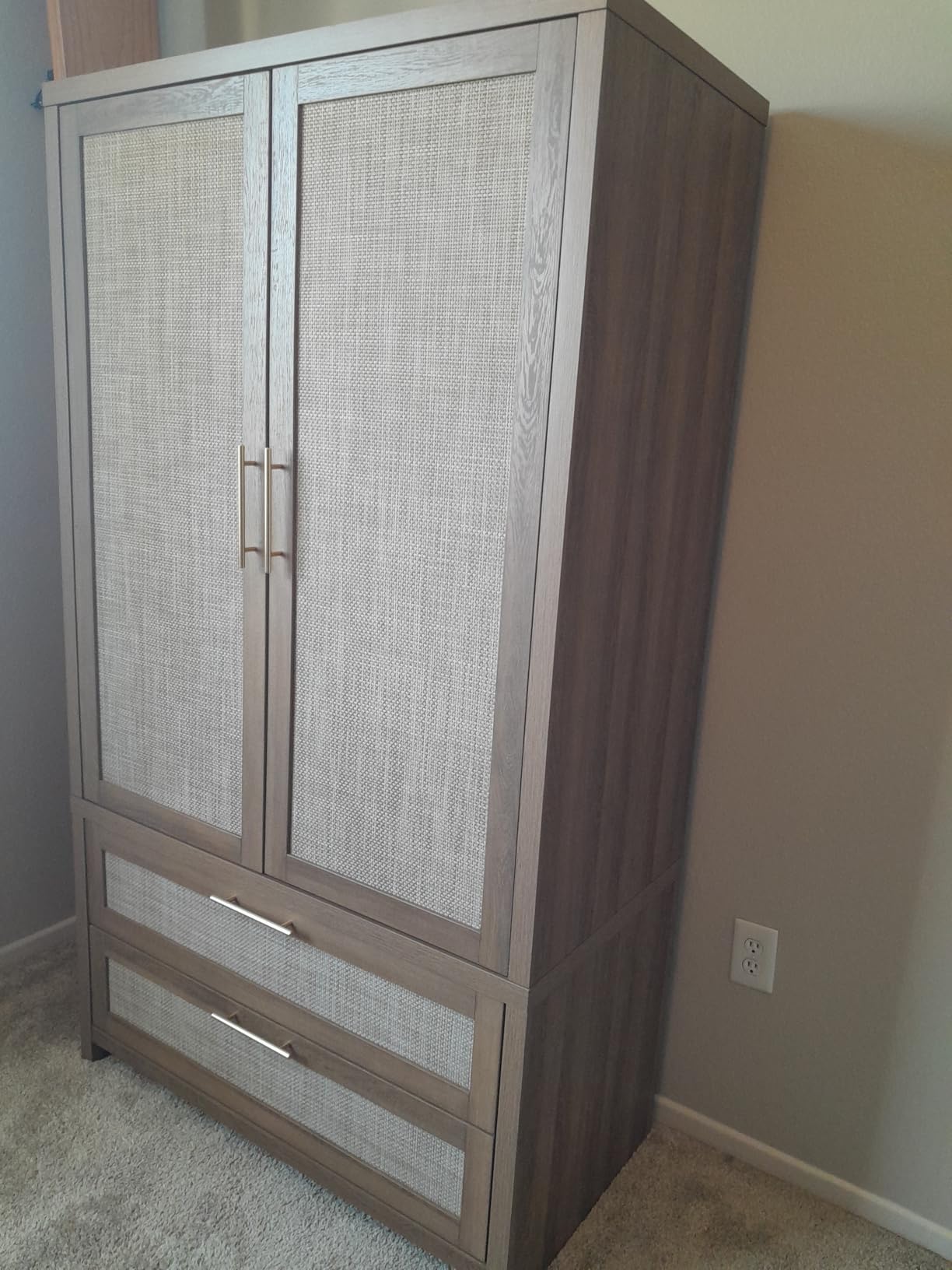 SICOTAS 71 inch Rattan Wardrobe Closet: Armoire Wardrobe with Drawers | Farmhouse Boho Storage Cabinet with Hanging Rod, Large-Capacity Deep Armoire Clothes Organizer for Bedroom, Cloak Room customer photo 1