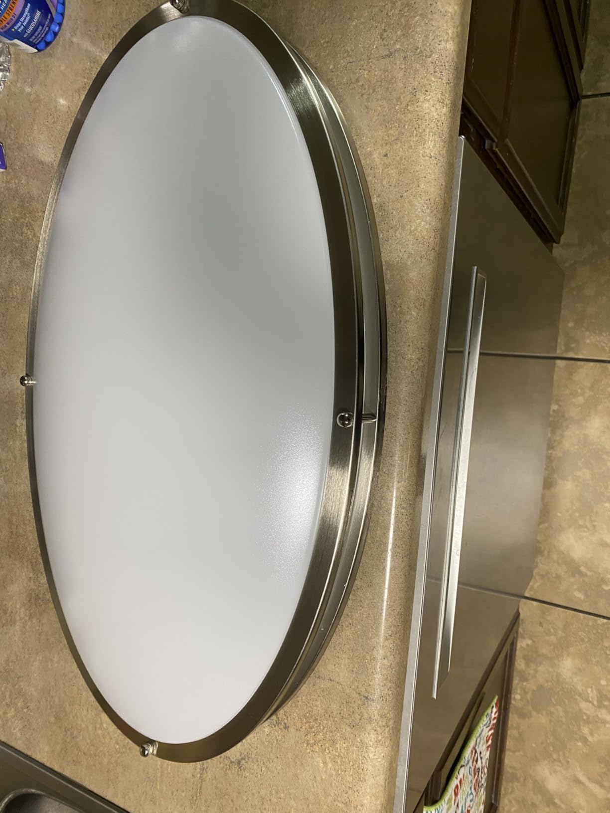 24Inch Oval LED Flush Mount Ceiling Light, 40W Large LED Light Fixture Ceiling for Kitchen/Living Room, 3500K/4000K/5000K Dimmable, Modern Low-Profile for Dining Room/Laundry, Brushed Nickel customer photo 1