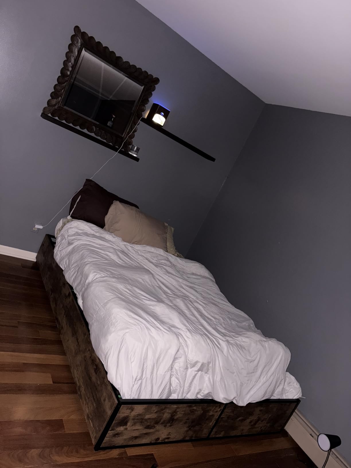 SHA CERLIN Queen Platform Bed Frame with 2 Large Storage Drawers, Brown | Rustic Wood and Heavy Duty Metal, Noise-Free, Easy Assembly, No Box Spring Needed customer photo 2