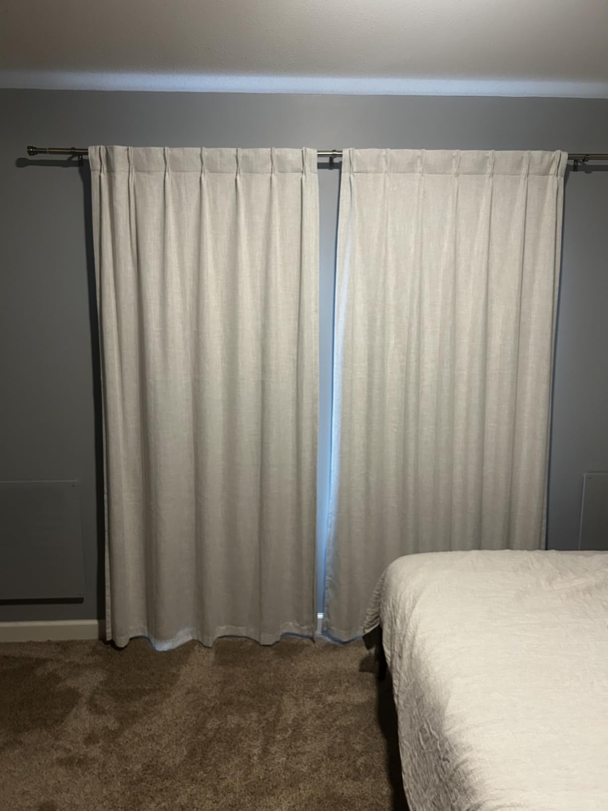 Lootkell 2 Pack Warm Gold Curtain Rods for Windows 72 to 144 Adjustable Length Heavy Duty 1 Inch Diameter Brass Window Rod with Solid Metal Finials customer photo 2