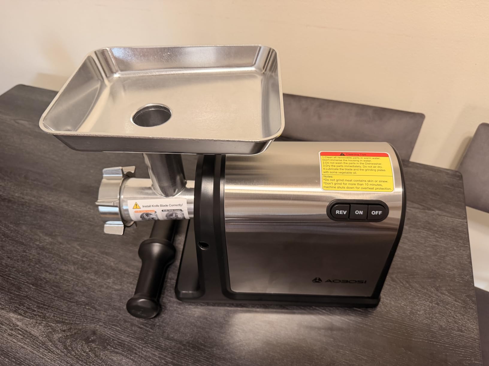 AAOBOSI #12 Meat Grinder, [3000W] 3 Speed Meat Grinder Heavy Duty: Built-in Storage Box, 2 Blades,4 Plates,3 Sausage Stuffers,Kibbe Kit,Meat Claw & Burger Press customer photo 1