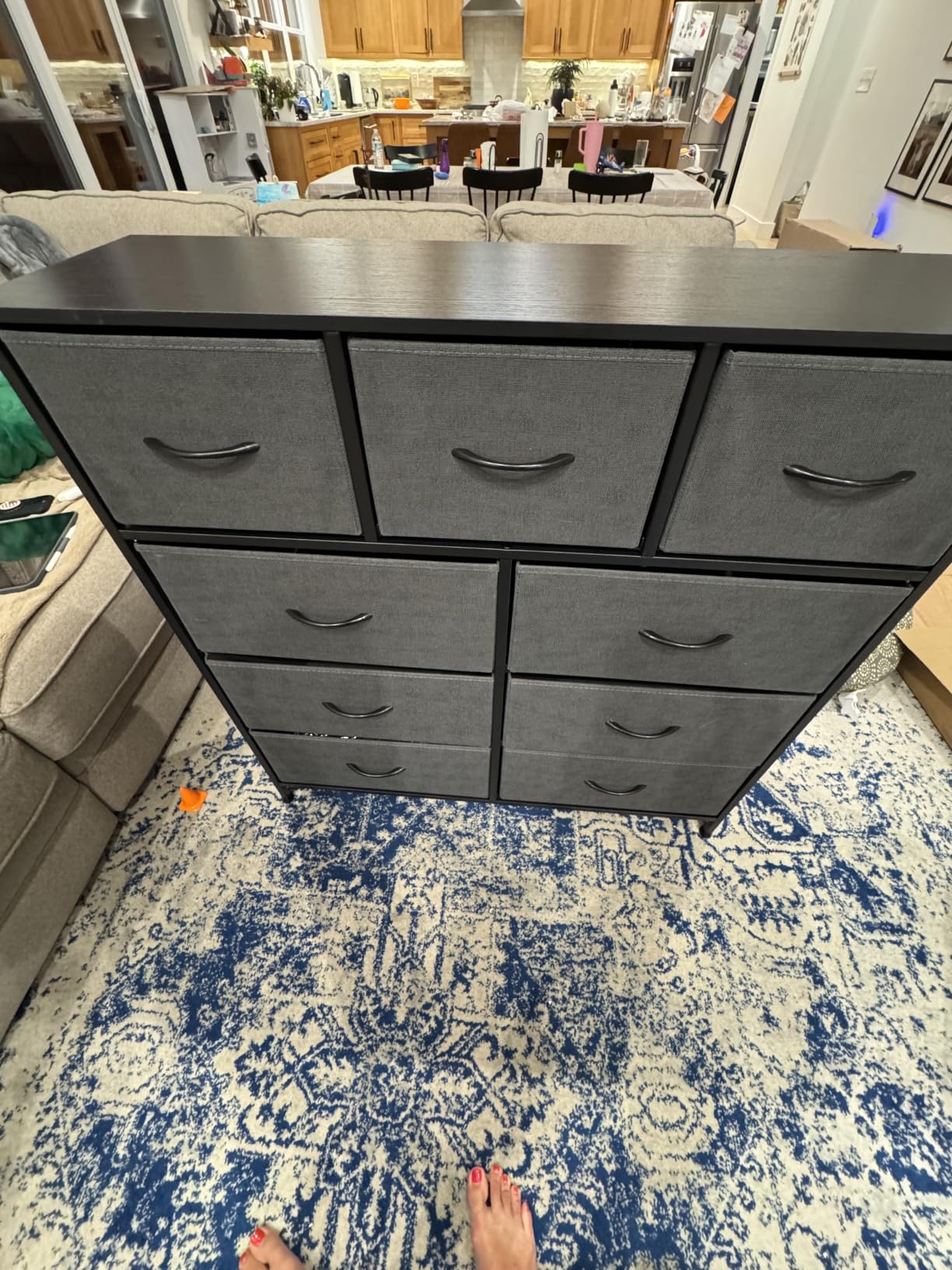 DUMOS 9 Drawer Dresser for Bedroom, Chest of Drawers | Fabric Storage Organizer, Sturdy Metal Frame Wooden Top, Closet Entryway Guest Room, Matte Black customer photo 1