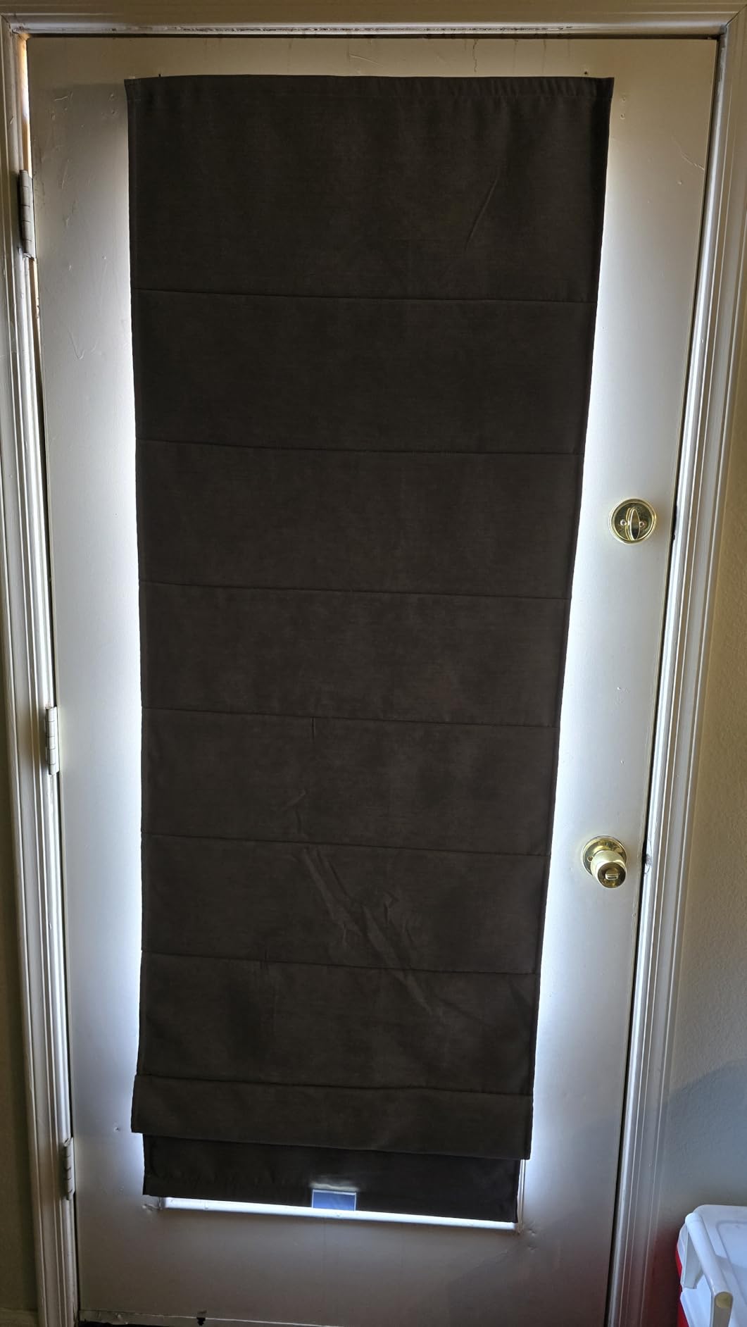 Blackout Roman Shades Cordless for Windows, 34x64 Inch Mottled Black | White Backing, Pull Down Blinds, Heavy 430GSM Chenille Fabric, Thermal Insulated, UV Blocking, for Bedroom, for Doors customer photo 1