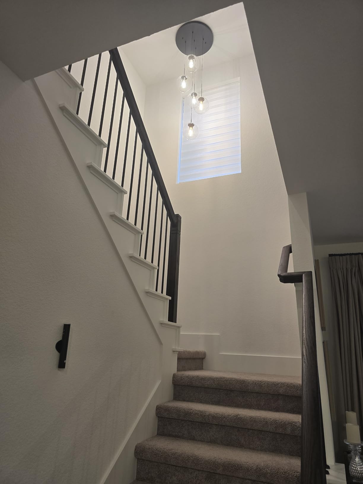 Modern Foyer Chandelier for High Ceiling, Large Spiral Raindrop Crystal Ceiling Light, Flush Mount Light Fixture for Foyer Staircase Entryway Entrance D31.49x H94.48'' customer photo 1