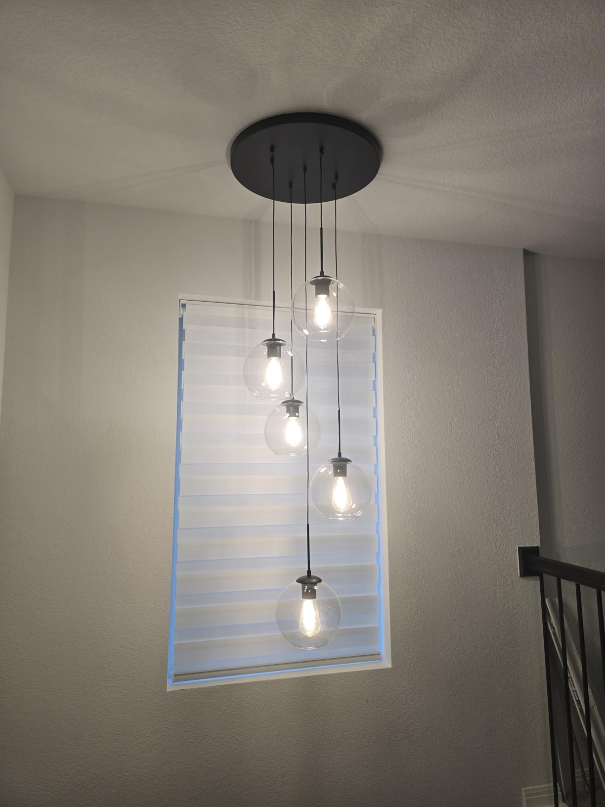 Modern Foyer Chandelier for High Ceiling, Large Spiral Raindrop Crystal Ceiling Light, Flush Mount Light Fixture for Foyer Staircase Entryway Entrance D31.49x H94.48'' customer photo 2