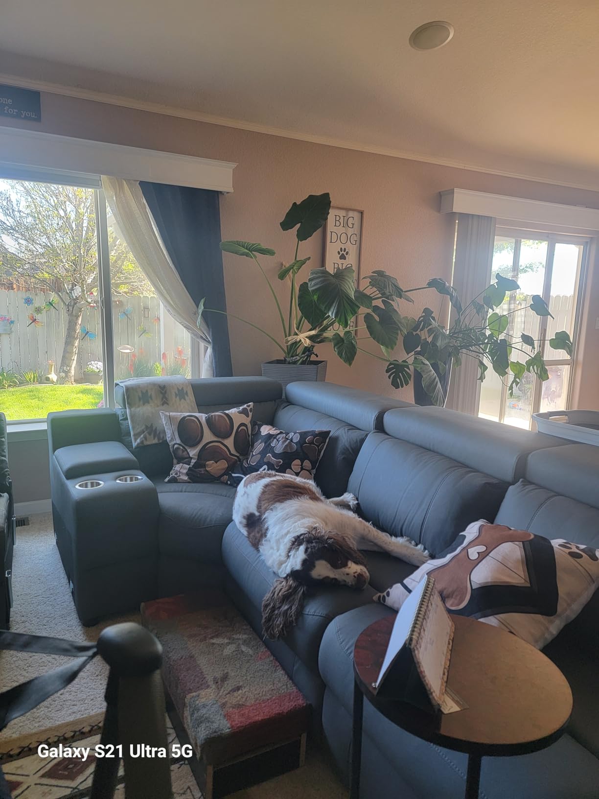 AMERLIFE Power Recliner Sectional Sofa with Storage/USB Port, Leather Recliner Sofa with Adjustable Headrest, Reclining Sectional Couches with Console and Cup Holder for Living Room (Beige Brown) customer photo 2