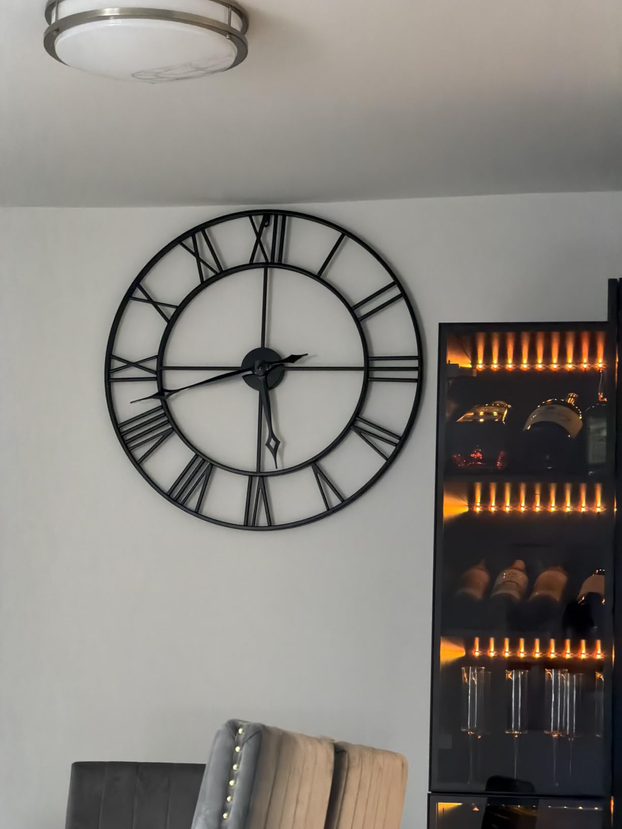 CLXEAST Oversized 30 Inch Wall Clock for Living Room,Black Arabic Numeral | Battery Operated,Oversized Big Metal Wall Clock for Dinning Room,Entryway,Home Office & Fireplace Decor customer photo 2