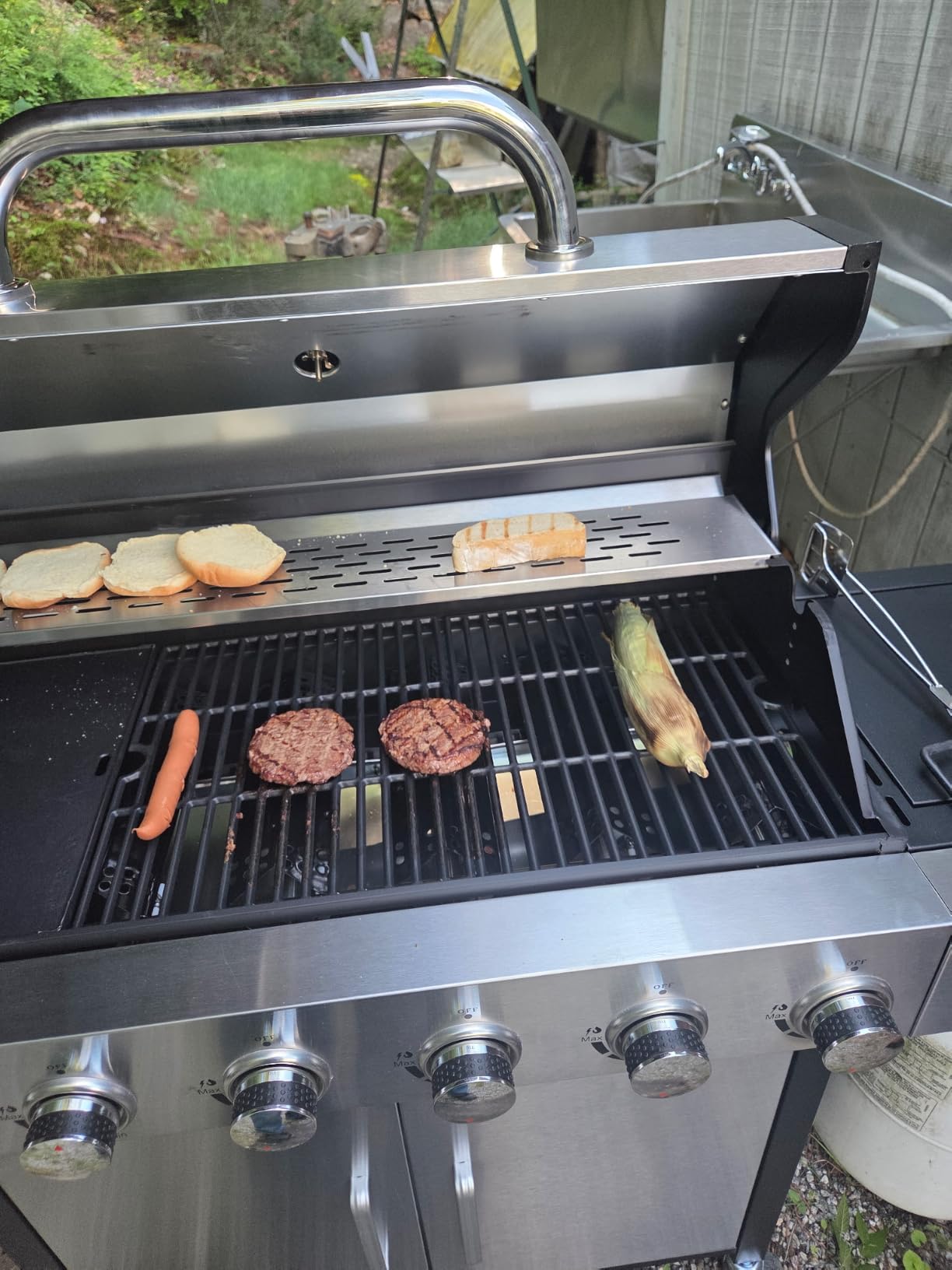 6 Burner Propane Gas Grill with Side Burner, Cast Iron Grates & Griddle Combo, Large Cabinet BBQ with Warming Rack for Backyard Patio, 620 SQ. IN. Cooking Area customer photo 2
