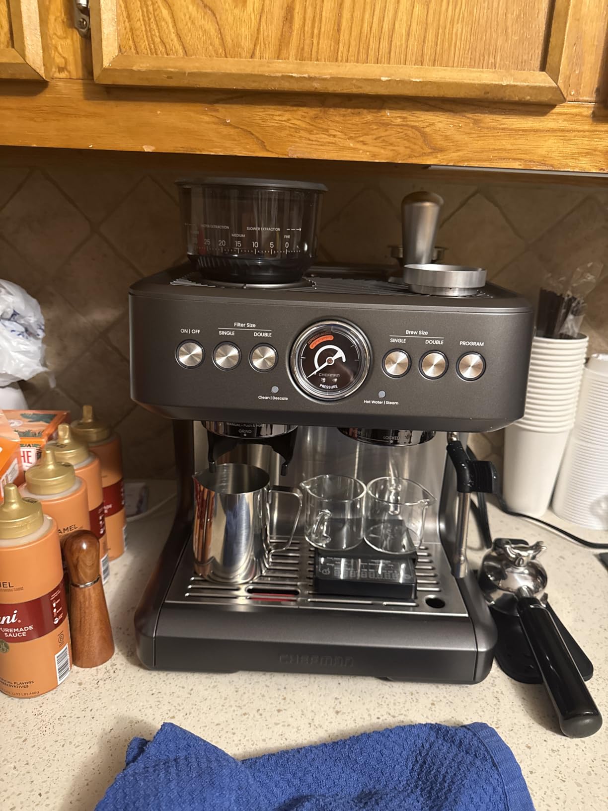 Chefman Crema Deluxe Espresso Machine with Double Boiler, Professional Coffee Maker with Coffee Grinder and Steam Wand customer photo 2
