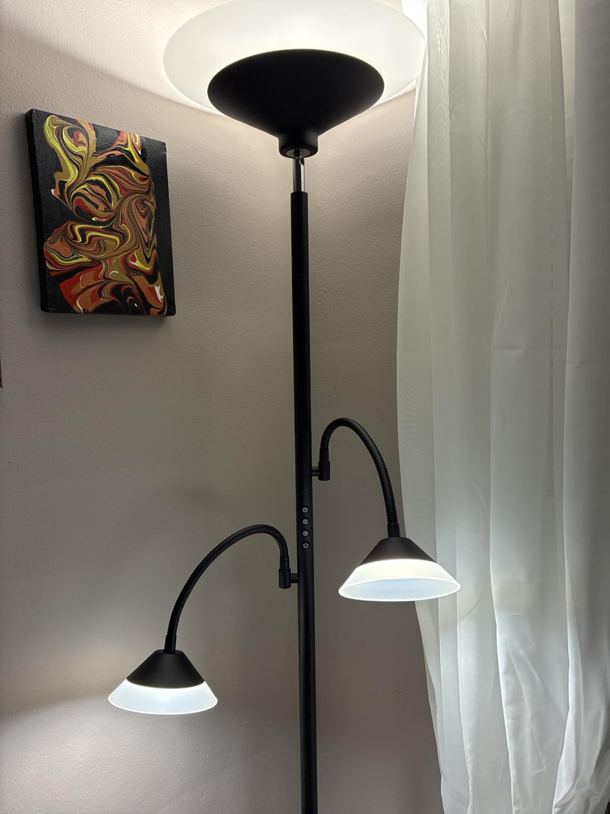 42W 3-Light Torchiere Floor Lamp, LED Tree Standing Lamp | Dimmable Bright Floor Lamp with Remote, 2300LM, 3 Color Temperatures, 72