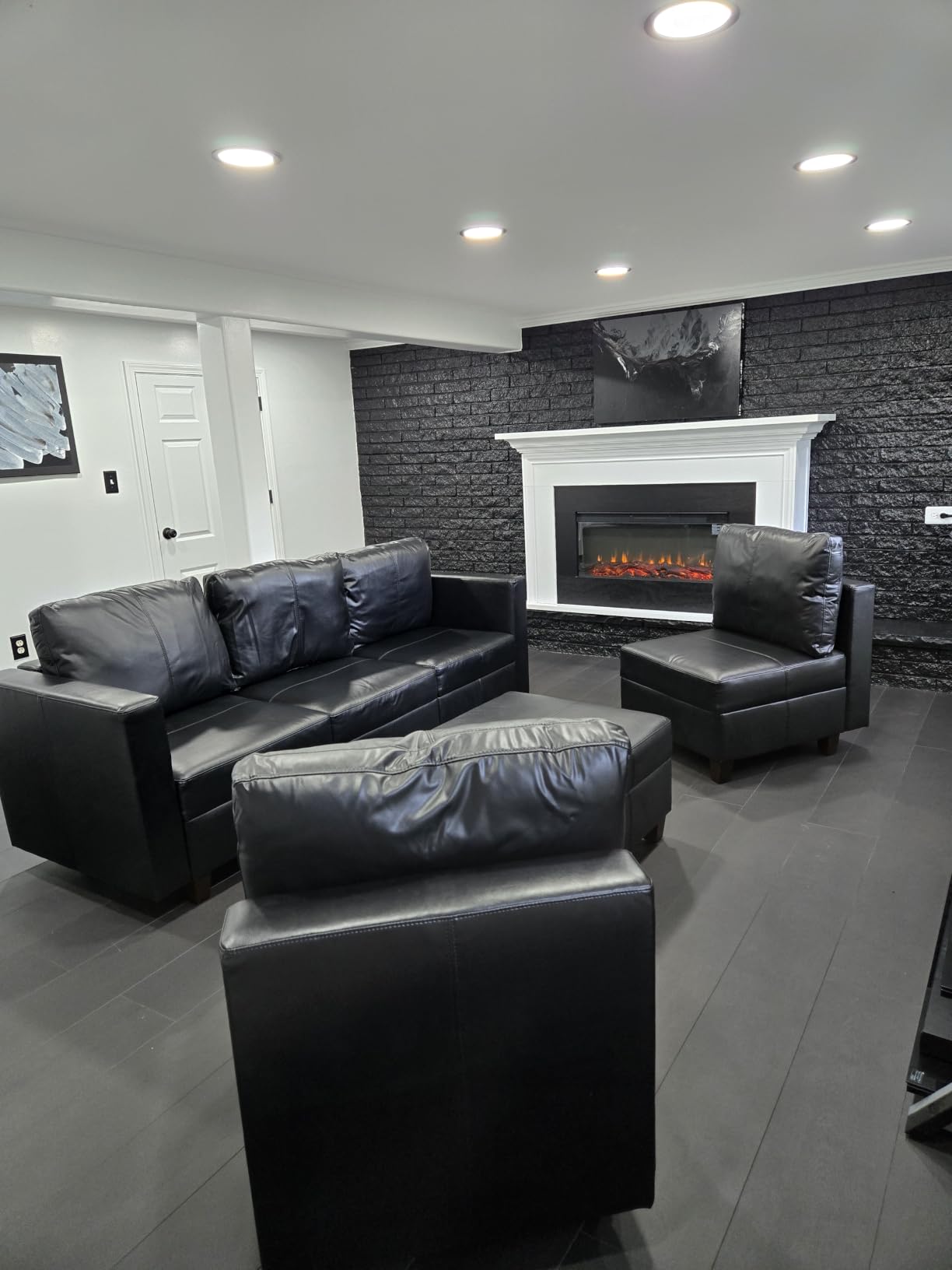 EASE MOOSE Modular Sectional Sofa with Storage, Faux Leather Sectional, Leather Couches for Living Room, Whitesand customer photo 2