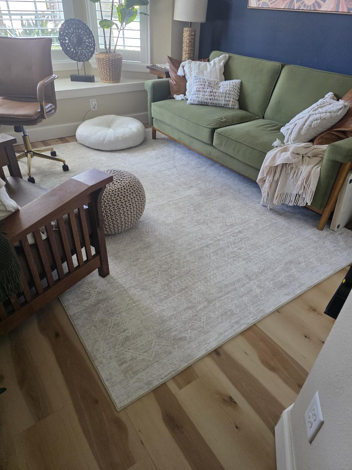 8x10 Area Rugs, Beige Washable Geometric Boho Rug for Living Room, Bedroom | Non-Slip Soft Low Pile Vintage Moroccan Neutral Cream Ivory Large Indoor Carpet for Kids Room, Nursery, Dining Room Decor customer photo 1