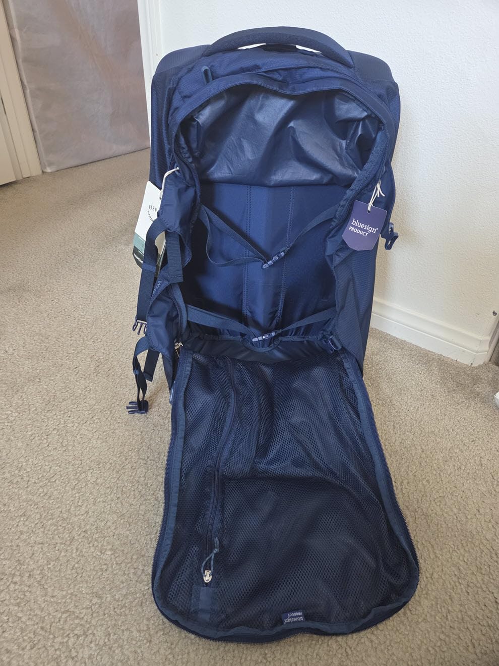 Osprey Farpoint Fairview 36L Wheeled Travel Pack - Carry On Luggage with Wheels - Rolling Backpack Travel Bag, Cascade/Torrent Blue customer photo 2