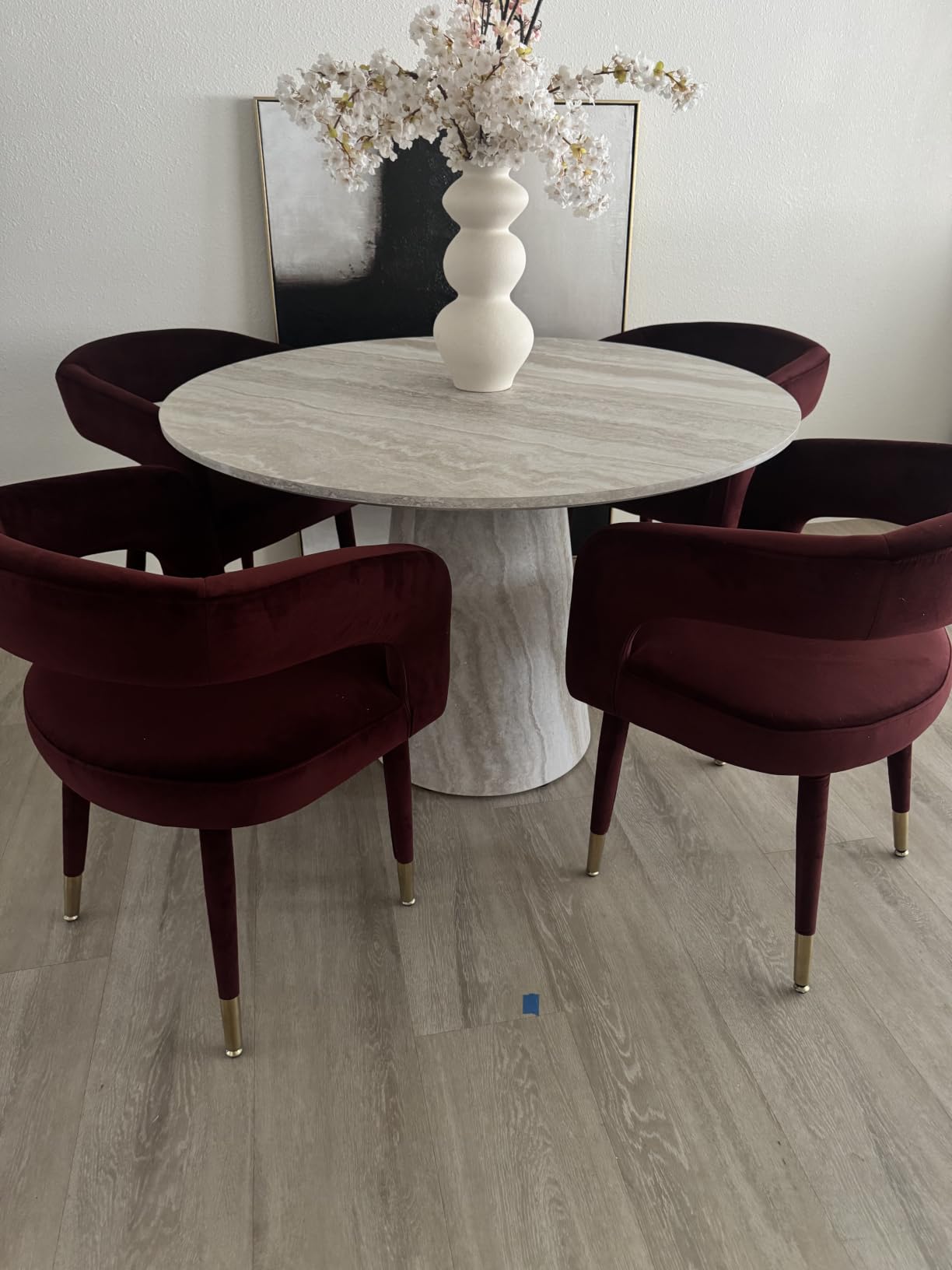 Faux Marble Round Dining Table for 4-6, 45