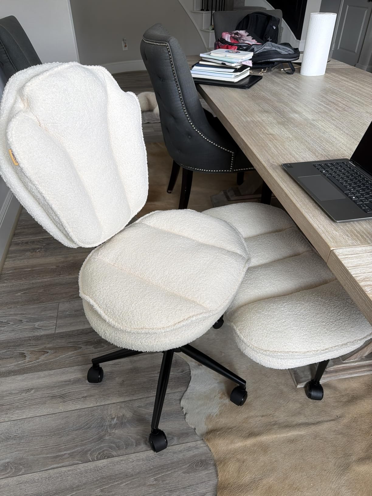 ADHD Cross Legged Office Chair, Swivel Kneeling Meditation Seat, 360° Swivel Cross-Legged Chair with Reversible Seat, Adjustable Height/Depth, Plush Teddy customer photo 1