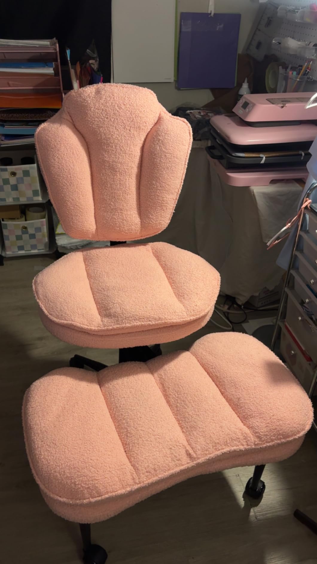 ADHD Cross Legged Office Chair, Swivel Kneeling Meditation Seat, 360° Swivel Cross-Legged Chair with Reversible Seat, Adjustable Height/Depth, Plush Teddy customer photo 2