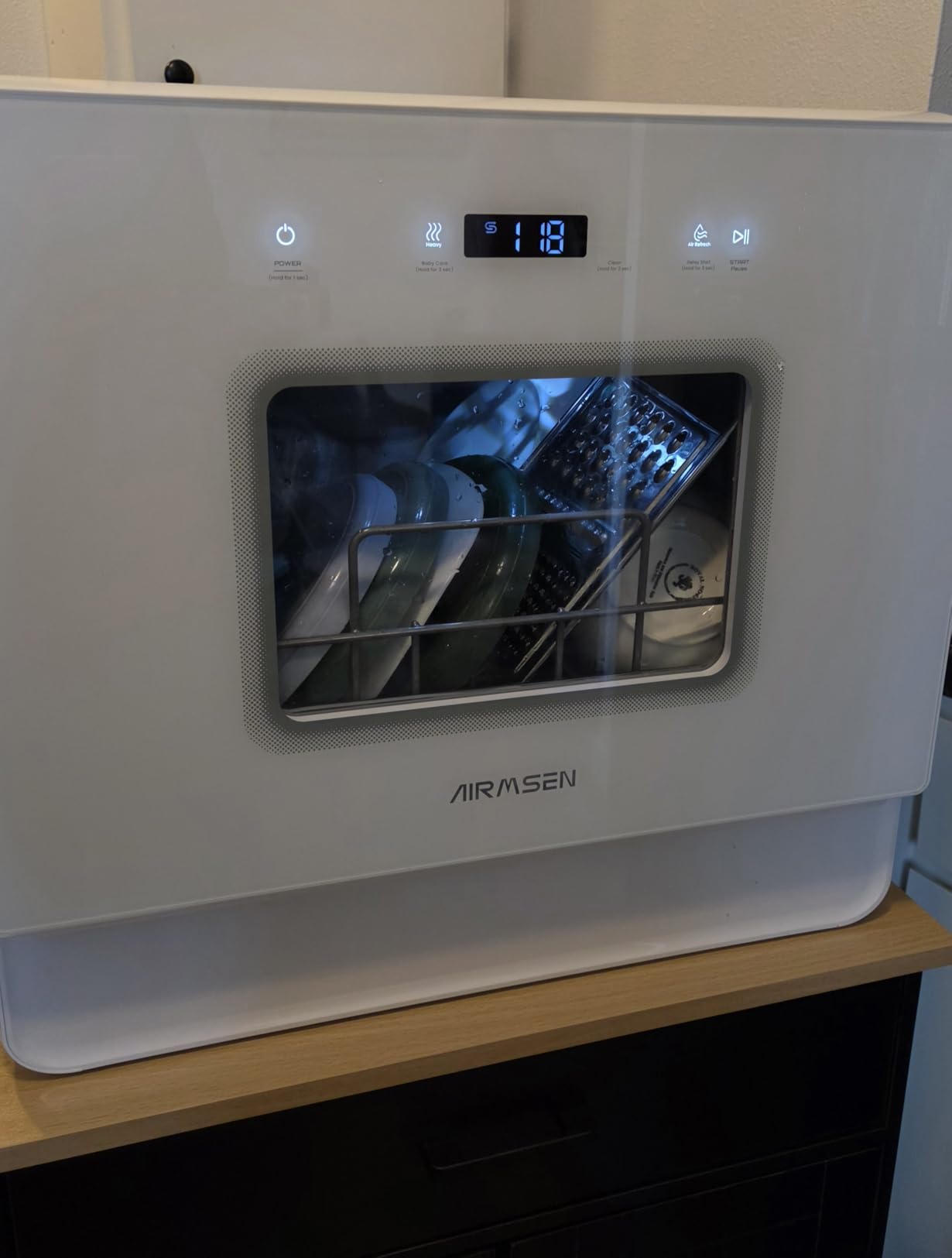 AIRMSEN Large Slim Countertop Dishwasher with Complete 2-Level Rack, Portable Dishwashers with 5L Built-in Water Tank, 3-Spray Arms & 12H Delay Start, No Hookup Needed, A01 customer photo 2