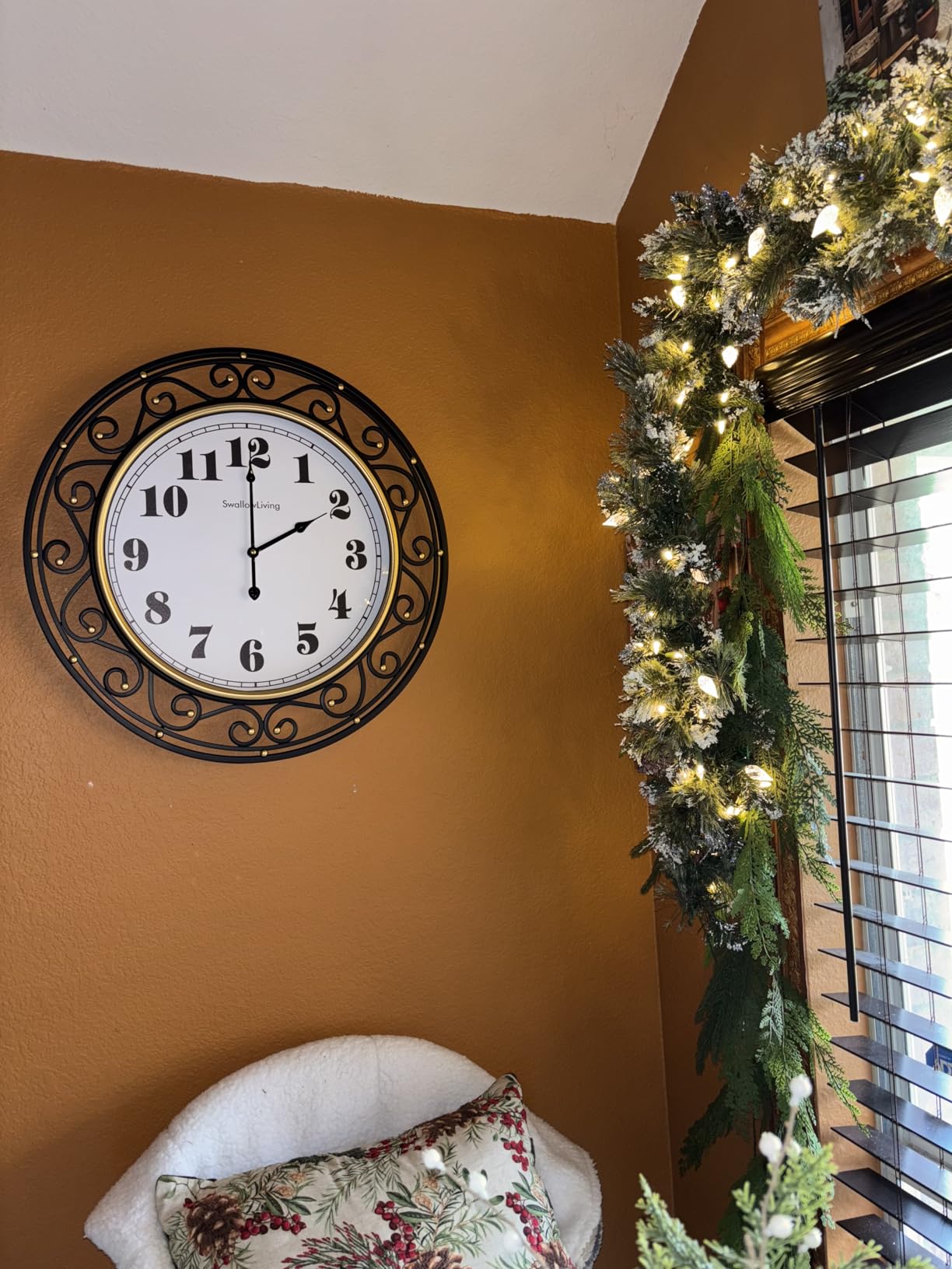 SwallowLiving 30 Inch Vintage Iron Large Black Metal Frame Wall Clock Silent, Battery Operated, Elegant Retro Decor for Living Room, Kitchen, Office, Dining Room, and Bedroom customer photo 2