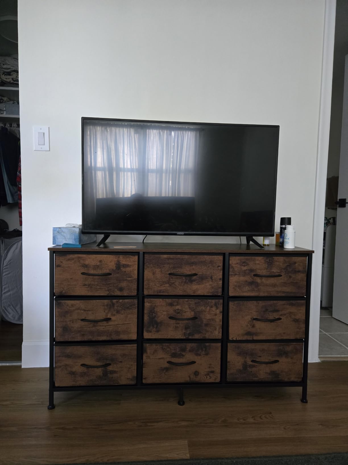 SONGMICS BELLAH Collection - Dresser for Bedroom, TV Stand for TVs Up to 70 Inches, Chest of Drawers for Living Room, Closet, Steel, 9 Drawers, Modern, Ink Black ULGS233BH02S customer photo 1