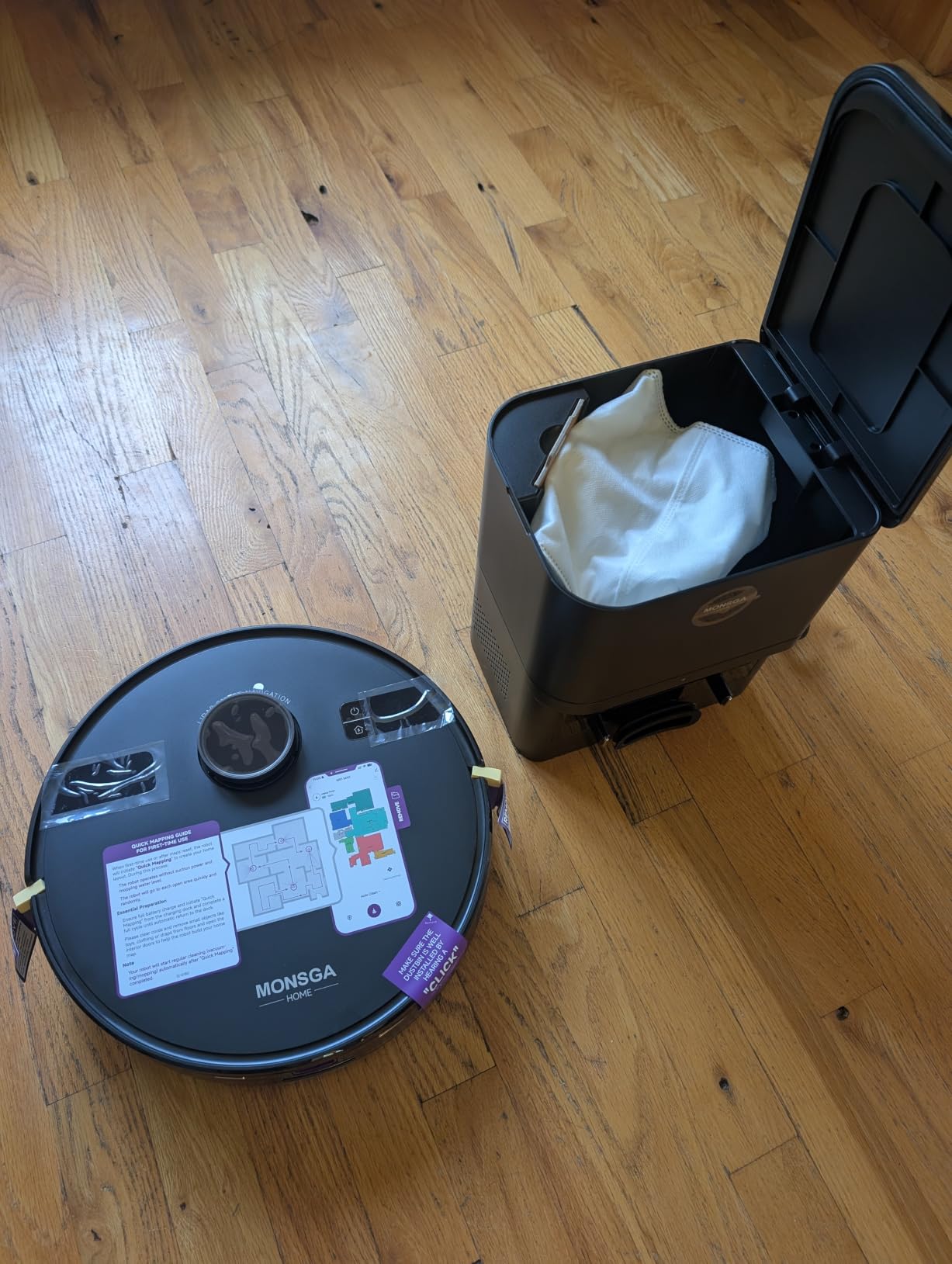 MONSGA Robot Vacuum and Mop Combo, 6000Pa Robotic Vacuum with 3.5L Self Emptying Station, Lidar Navigation Robot Vacuum Cleaner, 180mins Runtime, APP/Remote/Voice Control, for Hard Floors and Carpets customer photo 1
