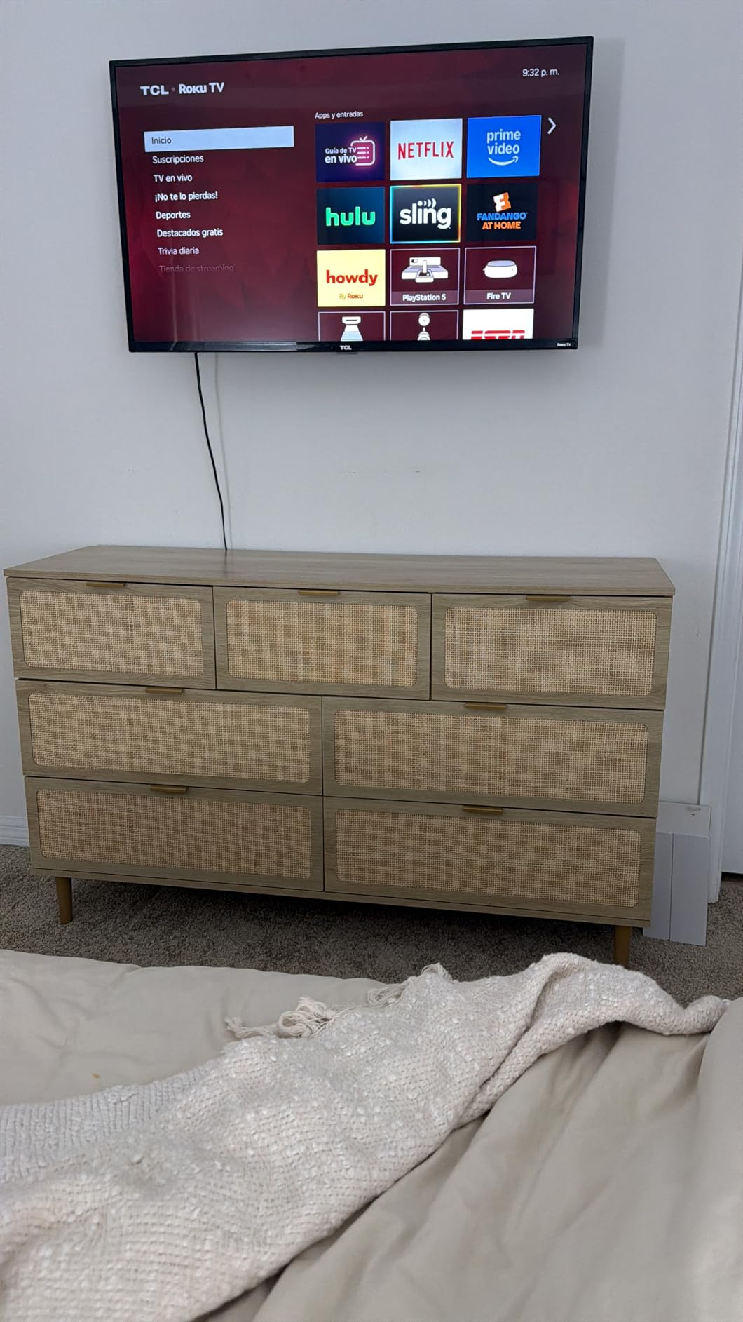 GarveeHome Rattan 9 Drawer Dressers for Bedroom, Deep Drawer, Natural | Tall Dresser, Wide Top, for Living Room, Hallway, Kids Room, Large Chest of Drawers for Closet, Long Wooden Dresser customer photo 1