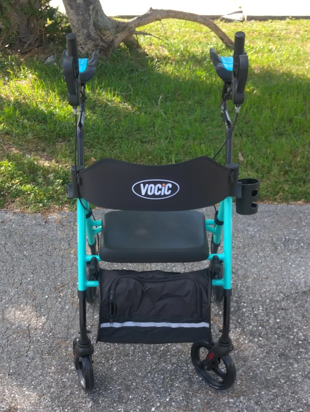 VOCIC Z22 Upright Walkers for Seniors with Seat, GelSoft Stand Up Walker | GelSoft Upright Walker with Adjustable Armrests & Cup Holder; 8