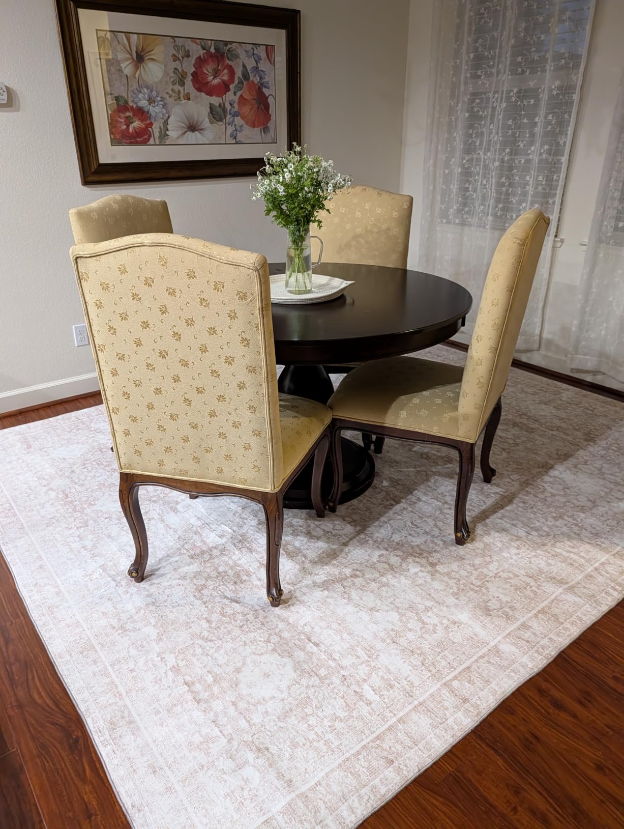 Sasttie Round Rug 4ft, Ultra-Soft Washable Rug for Living Room, Beige, Low-Pile Faux Cashmere customer photo 1