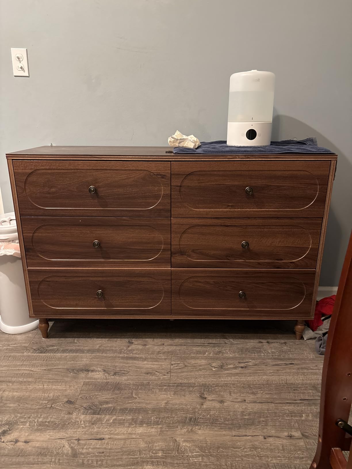 6 Drawer Dresser for Bedroom, Farmhouse Wood Wide Chest with Solid Wood Legs, Green customer photo 1