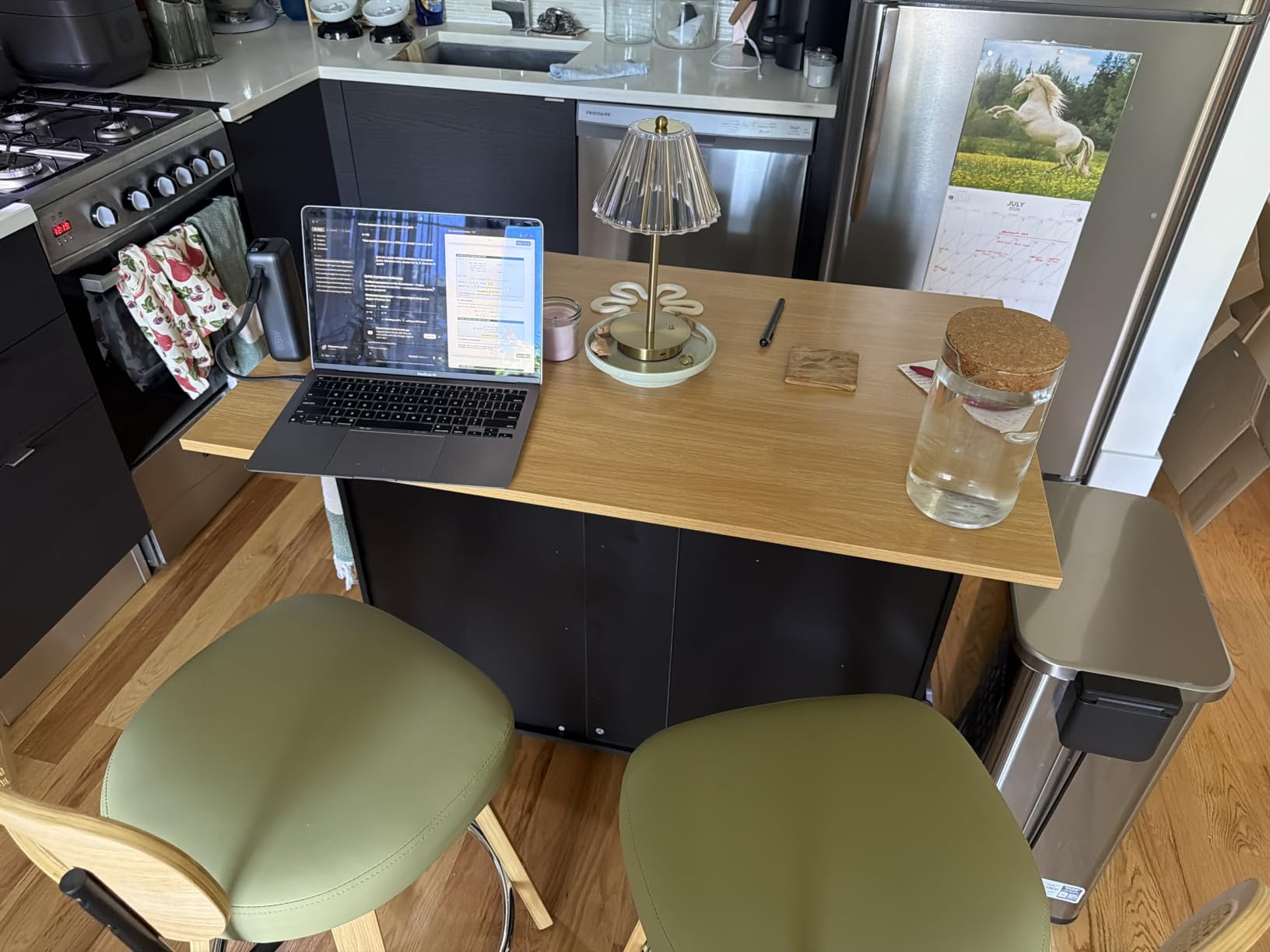 Shintenchi Kitchen Island with Folding Drop Leaf, Rolling Island Table with Storage customer photo 1