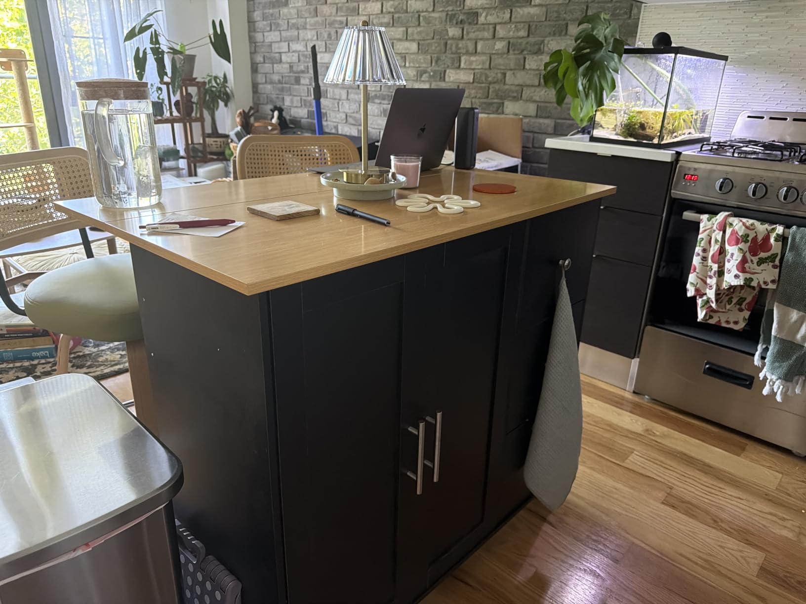 Shintenchi Kitchen Island with Folding Drop Leaf, Rolling Island Table with Storage customer photo 2