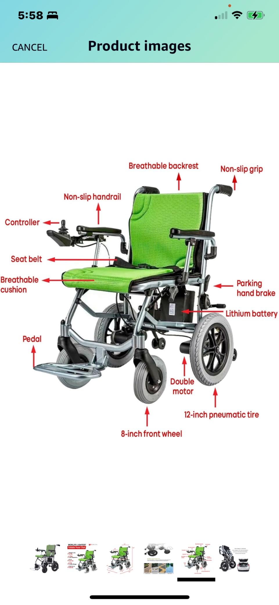 Rubicon DX5 30 lbs Foldable Electric Wheelchair, Portable Travel Power Chair, Flip-Up Armrests, Enhanced Comfort Cushion, Airline Approved, 10-Mile Range customer photo 2
