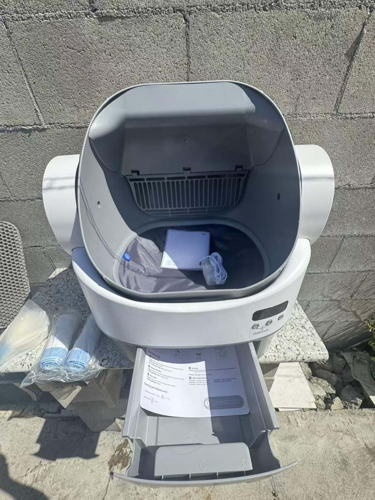 WARCAT Self-Cleaning Litter Box - Open Top, Child Lock, No APP needed. 10L waste drawer. Includes bags & mat. Great for multi-cat. Easy setup. customer photo 2
