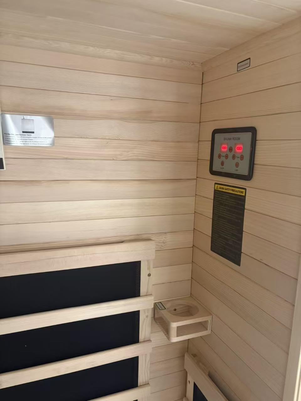 Wood Infrared Sauna for Home, Infdoor Home Sauna with Red Light, 1 Person Infrared Sauna, Chromotherapy Light, Hemlock, Low EMF Far Infrared, Blutooth Speakers, 33.4'' x 33.4'' x 70'' customer photo 2