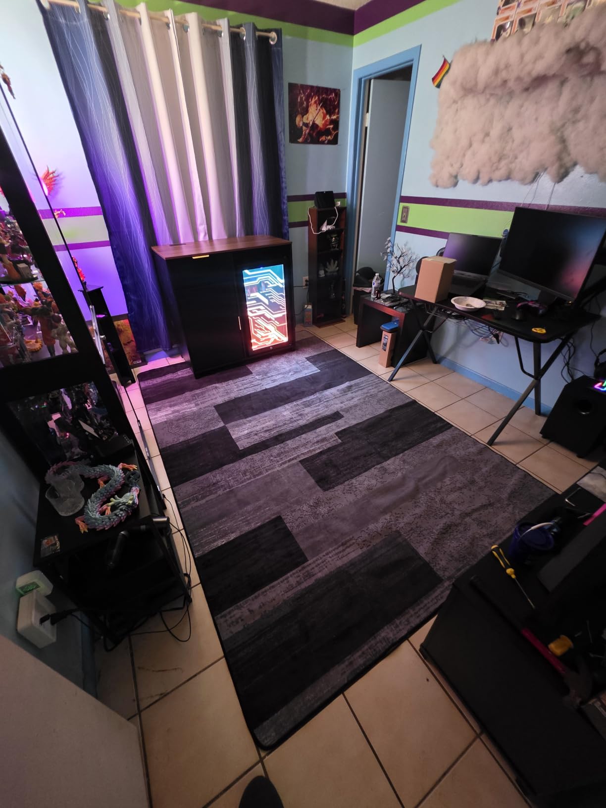 LIANLAM 9x12 Washable Area Rugs for Living Room & Bedroom(9x12,Black&Gray) | Non-Slip Large Carpet,Vintage Checkered Pattern, Stain Resistant Faux Wool Low Pile Soft Rug for Dining Room,Office,Nursery customer photo 1