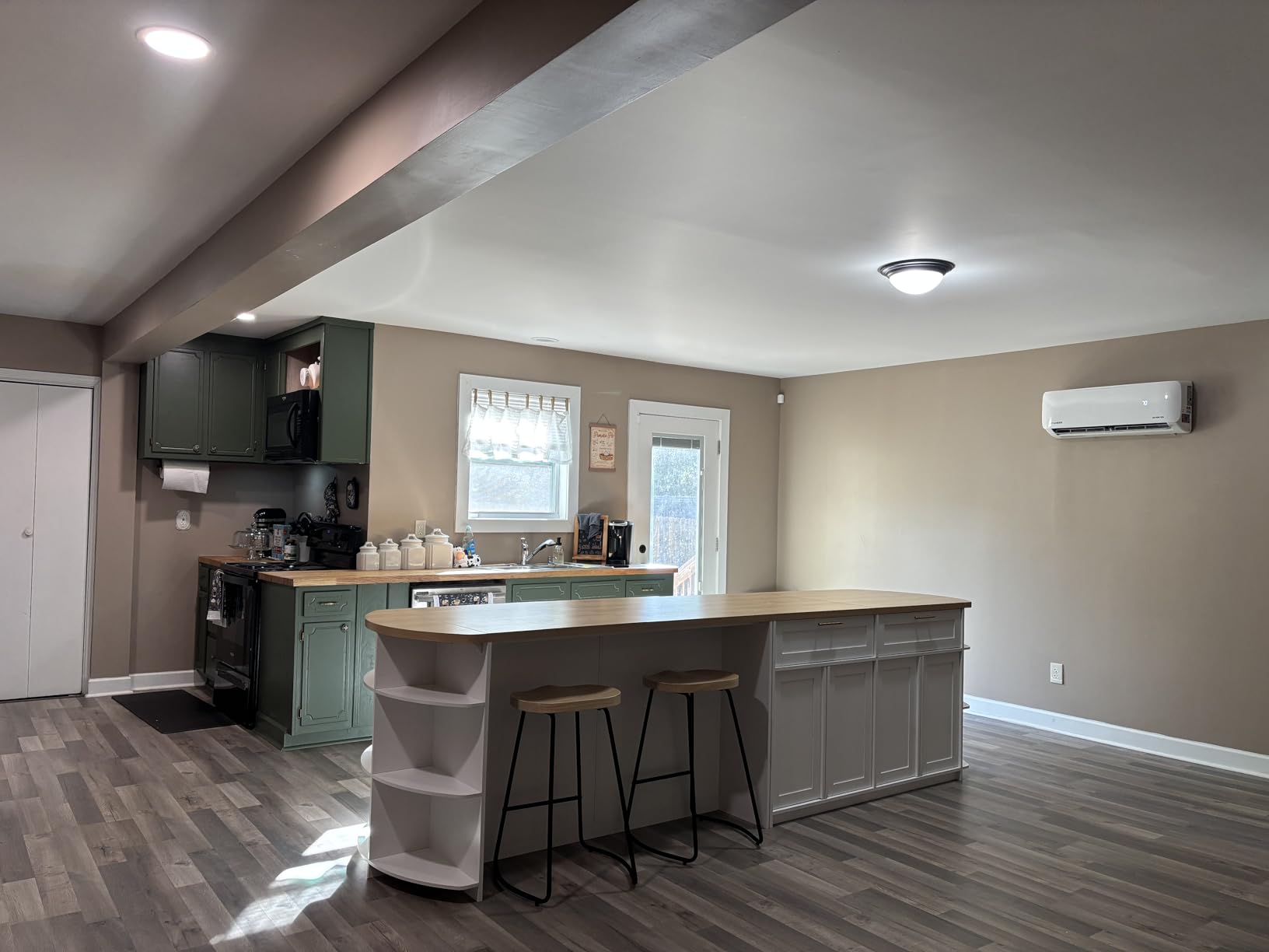 HSH 63 Inch Large Kitchen Island with Storage and Seating, Rustic Brown customer photo 1