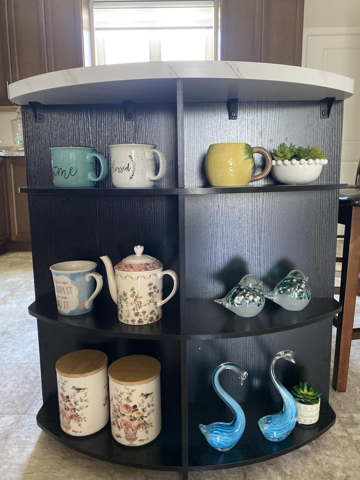 HSH 63 Inch Large Kitchen Island with Storage and Seating, Rustic Brown customer photo 2