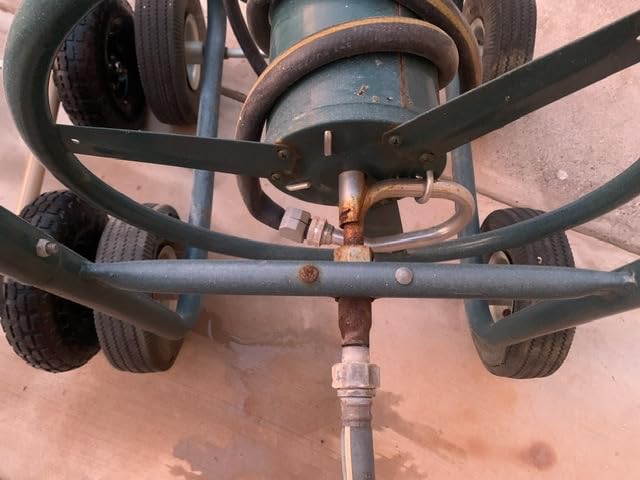 Liberty Garden Industrial 4 Wheel 300 Foot of 0.625 Inch Hose Steel Frame Water Hose Reel Cart for Backyard, Garden, or Lawn, Beige customer photo 1